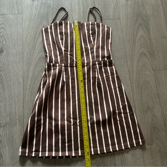 Reformation Westlake Stripe Mini Dress in Coffee Brown Size 2 - Picture 16 of 16